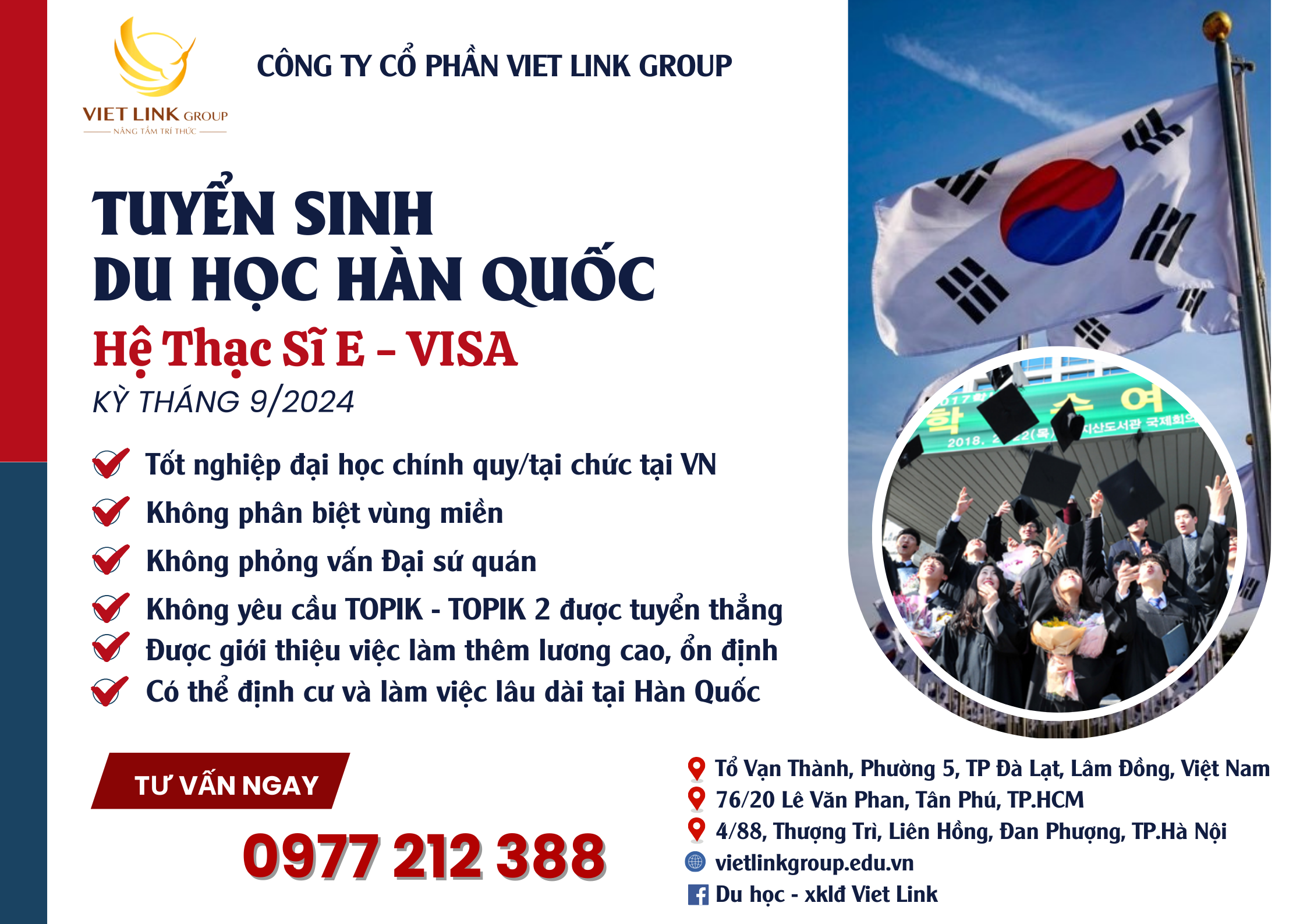 TUYỂN SINH DU HỌC HÀN QUỐC - HỆ THẠC SĨ E VISA